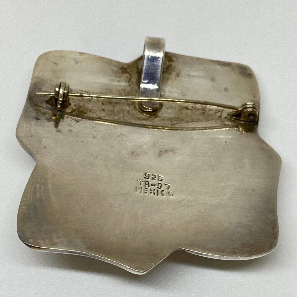 Taxco Mexico Vintage 925 Sterling Silver Large Twisted Square Heavy Brooch Pin